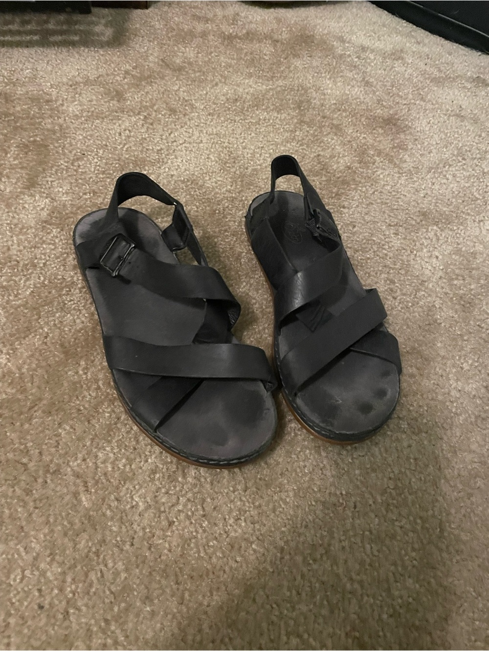 Chaco Black Leather Lowdown Strappy Sandal with Arch Support